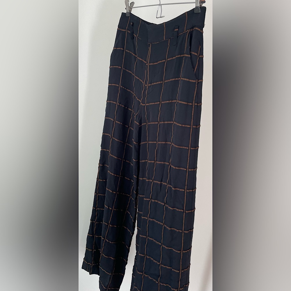 &Other Stories Plad Wide-Leg Black Trousers